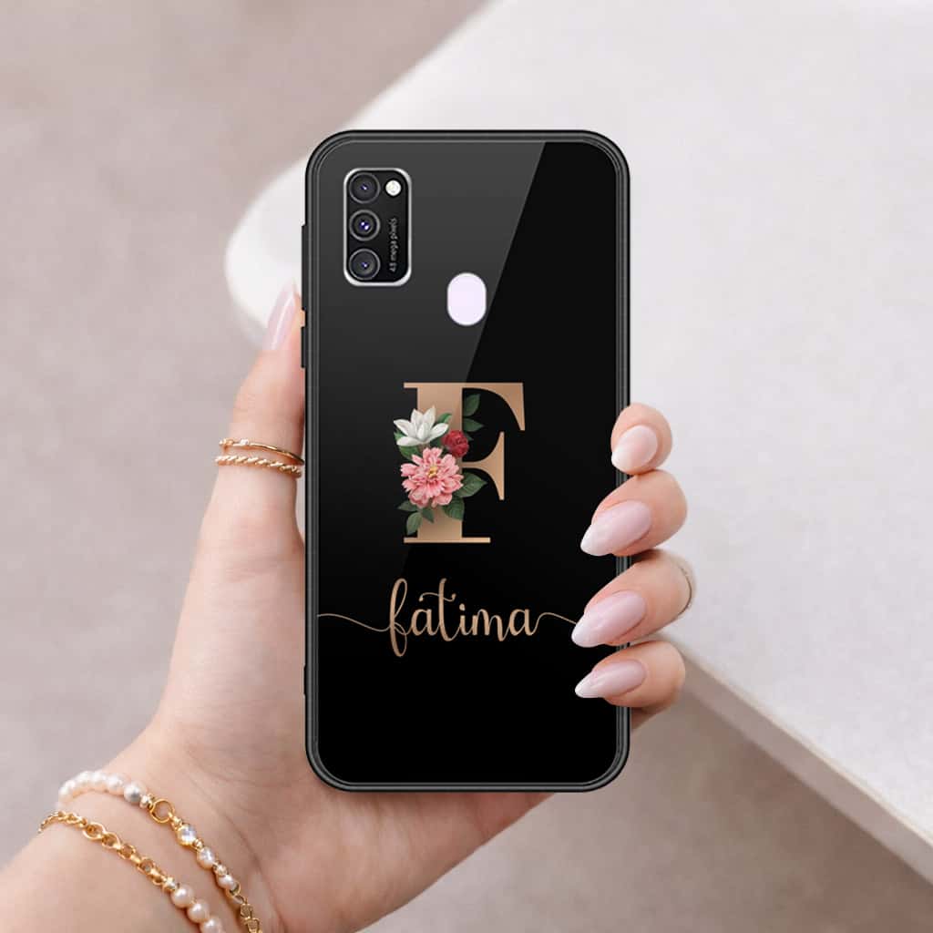 Samsung Galaxy M21 Cover - Personalized Alphabet Series - HQ Ultra Shine Premium Infinity Glass Soft Silicon Borders Case
