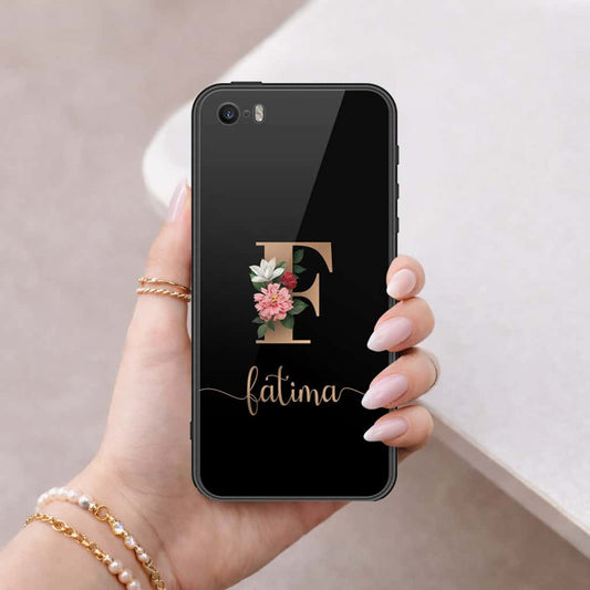 iPhone SE / 5s / 5 - Personalized Alphabet Series - HQ Ultra Shine Premium Infinity Glass Soft Silicon Borders Case