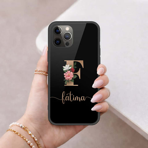 iPhone 12 Pro - Personalized Alphabet Series - HQ Ultra Shine Premium Infinity Glass Soft Silicon Borders Case
