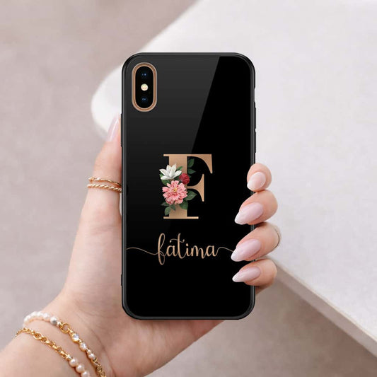 iPhone XS Max - Personalized Alphabet Series - HQ Ultra Shine Premium Infinity Glass Soft Silicon Borders Case