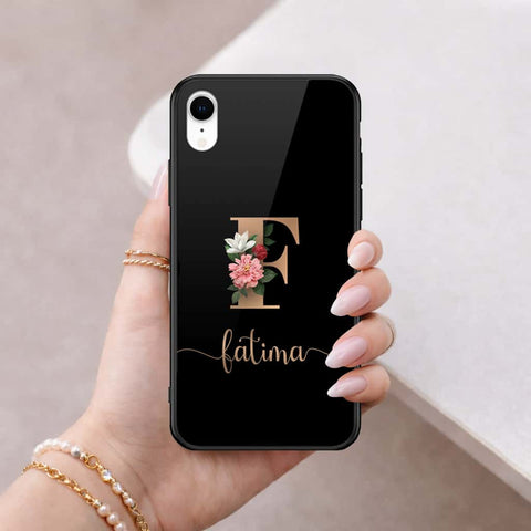 iPhone XR - Personalized Alphabet Series - HQ Ultra Shine Premium Infinity Glass Soft Silicon Borders Case