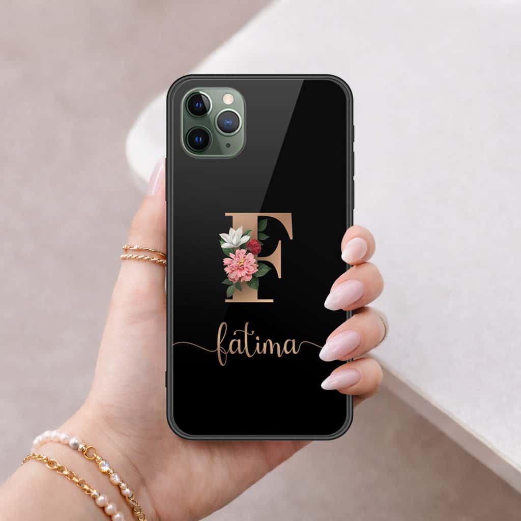 iPhone 11 Pro Max - Personalized Alphabet Series - HQ Ultra Shine Premium Infinity Glass Soft Silicon Borders Case