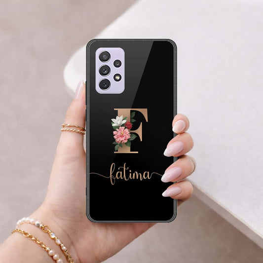 Samsung Galaxy A72 Cover - Personalized Alphabet Series - HQ Ultra Shine Premium Infinity Glass Soft Silicon Borders Case