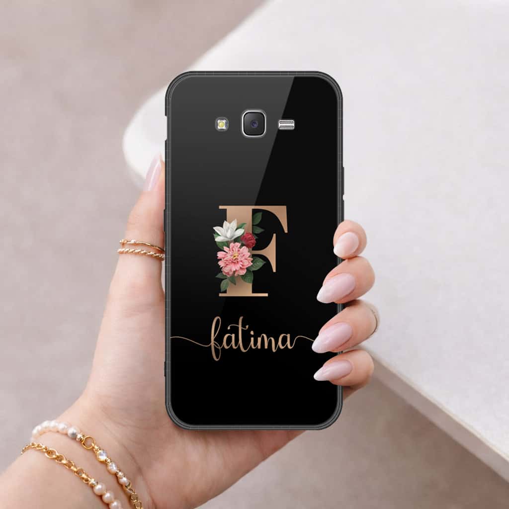 Samsung Galaxy J7 2015 Cover - Personalized Alphabet Series - HQ Ultra Shine Premium Infinity Glass Soft Silicon Borders Case