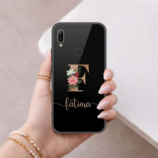 Huawei Y6 2019 / Y6 Prime 2019 Cover - Personalized Alphabet Series - HQ Ultra Shine Premium Infinity Glass Soft Silicon Borders Case