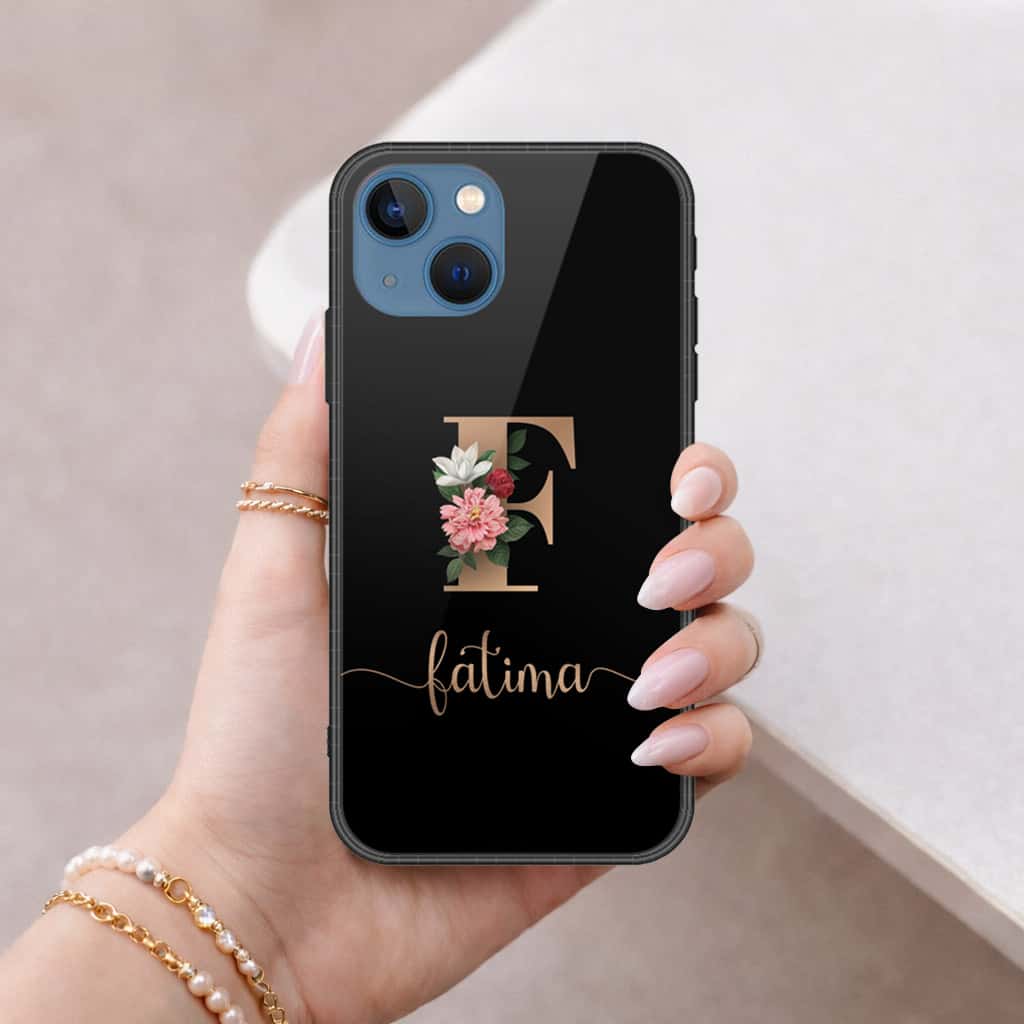 iPhone 13 Cover - Personalized Alphabet Series - HQ Ultra Shine Premium Infinity Glass Soft Silicon Borders Case