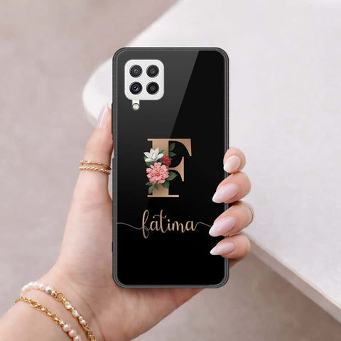 Samsung Galaxy M22 Cover - Personalized Alphabet Series - HQ Ultra Shine Premium Infinity Glass Soft Silicon Borders Case