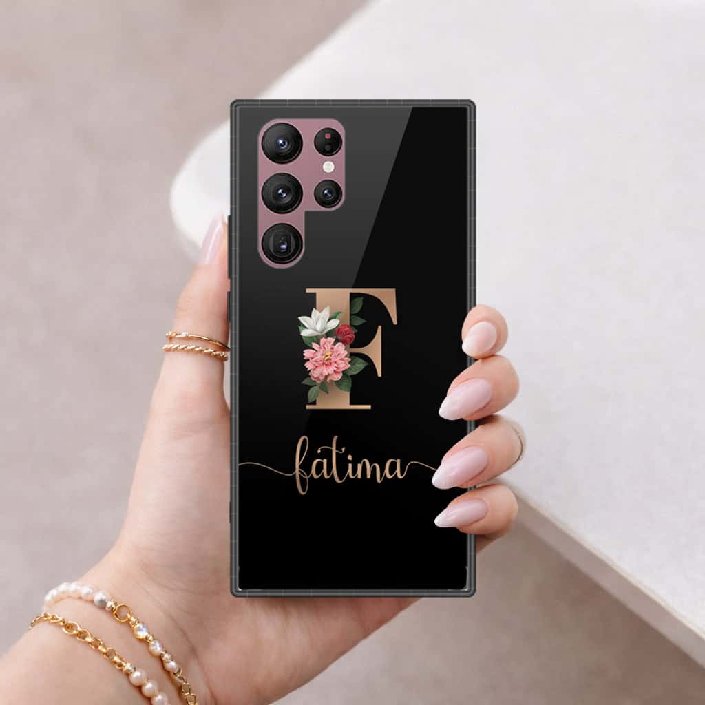 Samsung Galaxy S22 Ultra 5G Cover - Personalized Alphabet Series - HQ Ultra Shine Premium Infinity Glass Soft Silicon Borders Case