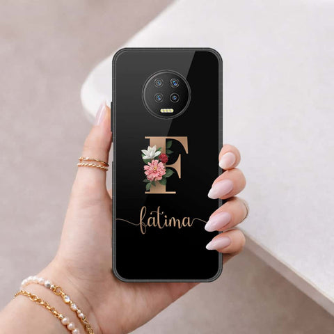 Infinix Note 7 Cover - Personalized Alphabet Series - HQ Ultra Shine Premium Infinity Glass Soft Silicon Borders Case