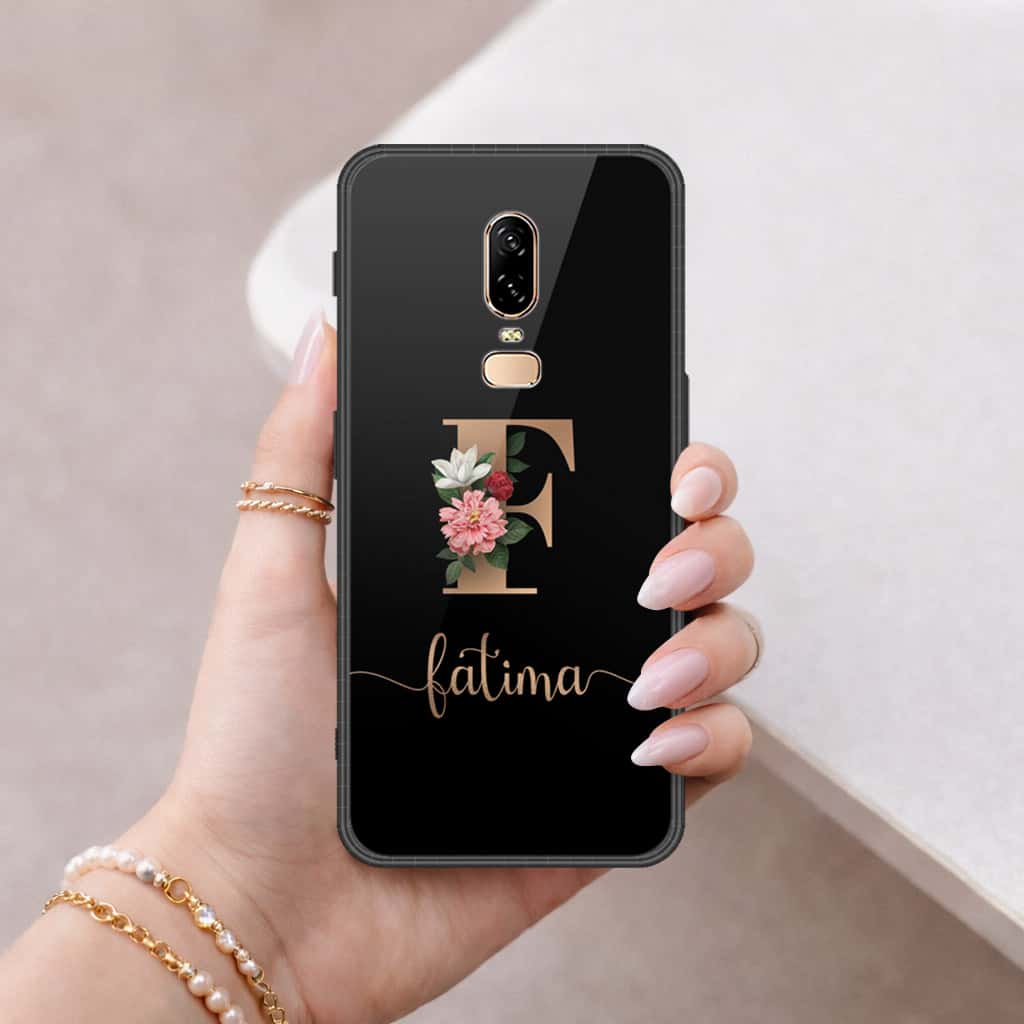 OnePlus 6 Cover - Personalized Alphabet Series - HQ Ultra Shine Premium Infinity Glass Soft Silicon Borders Case