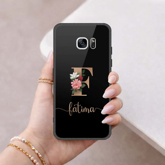 Samsung Galaxy S7 Edge Cover - Personalized Alphabet Series - HQ Ultra Shine Premium Infinity Glass Soft Silicon Borders Case