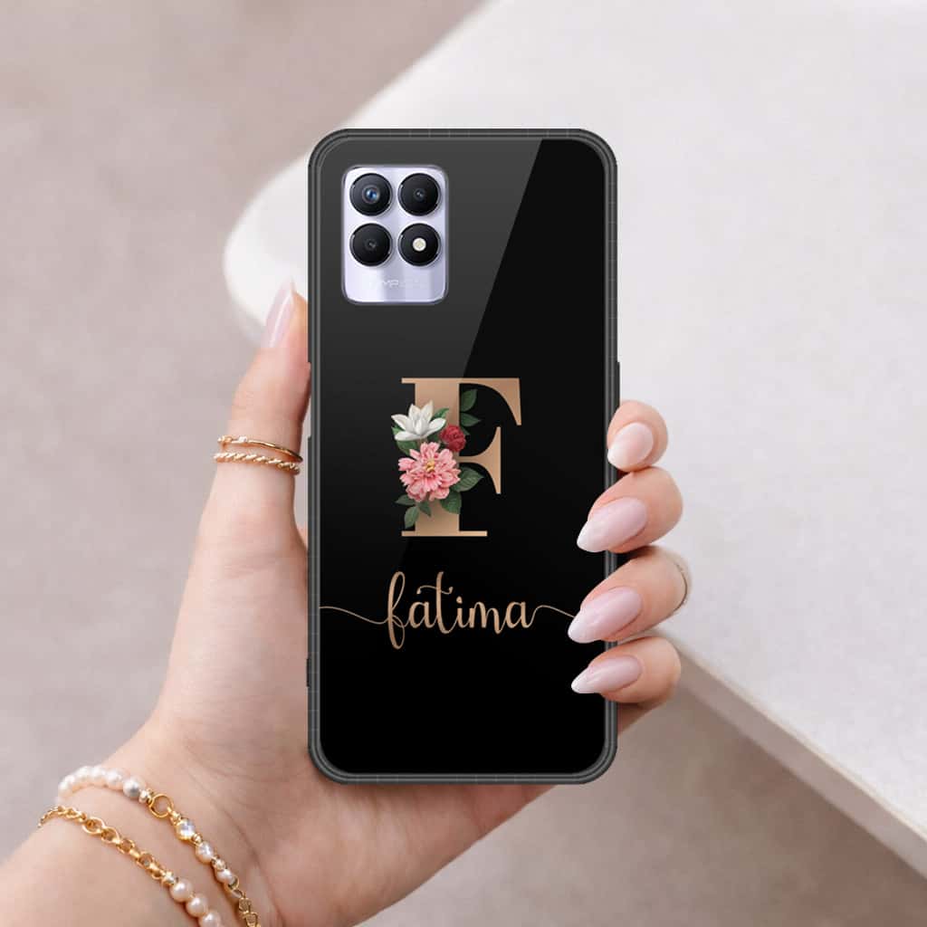 Realme 8i Cover - Personalized Alphabet Series - HQ Ultra Shine Premium Infinity Glass Soft Silicon Borders Case