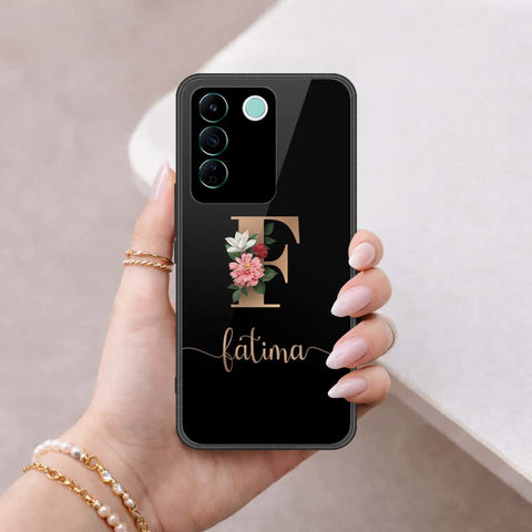Vivo V27e Cover - Personalized Alphabet Series - HQ Ultra Shine Premium Infinity Glass Soft Silicon Borders Case