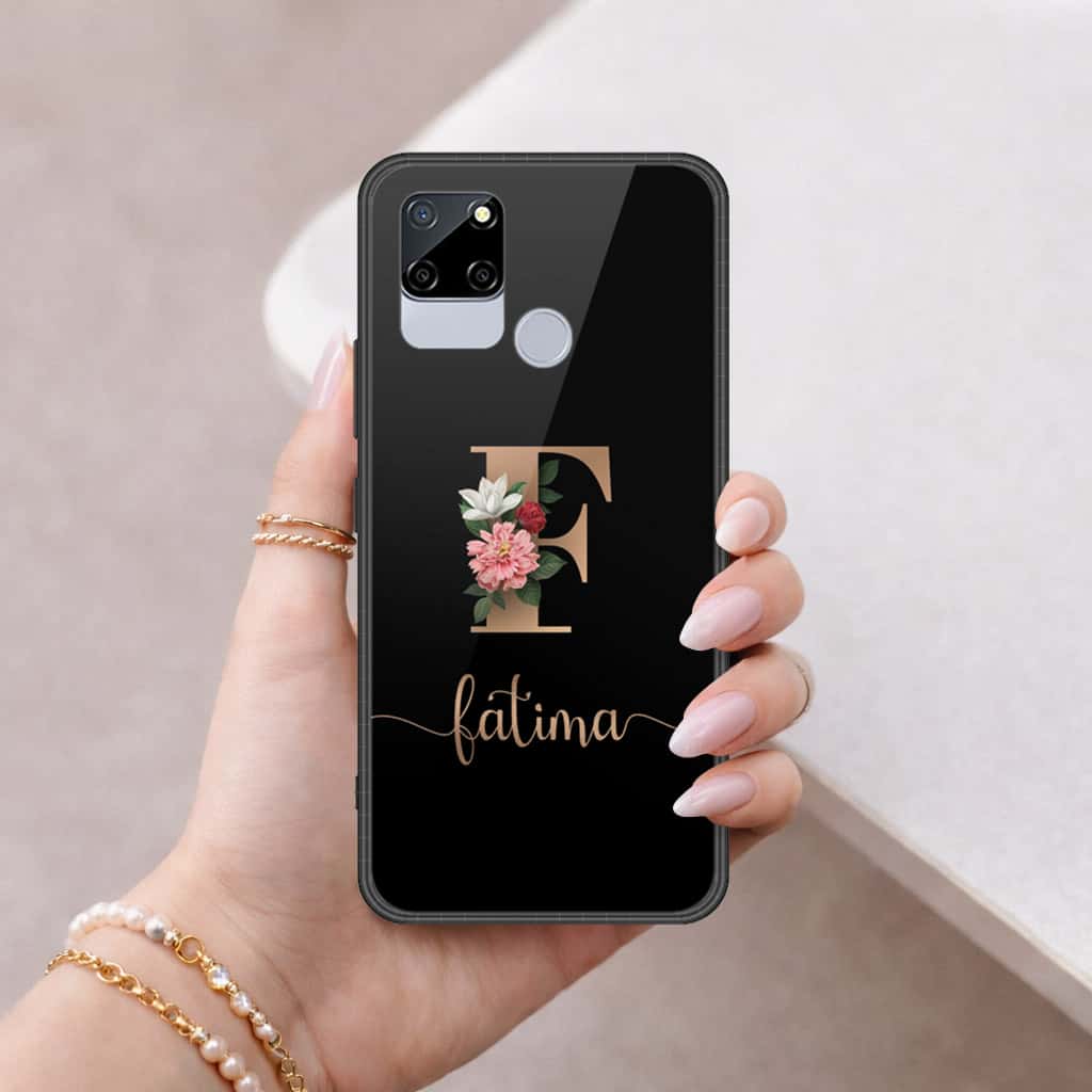 Realme C12 Cover - Personalized Alphabet Series - HQ Ultra Shine Premium Infinity Glass Soft Silicon Borders Case