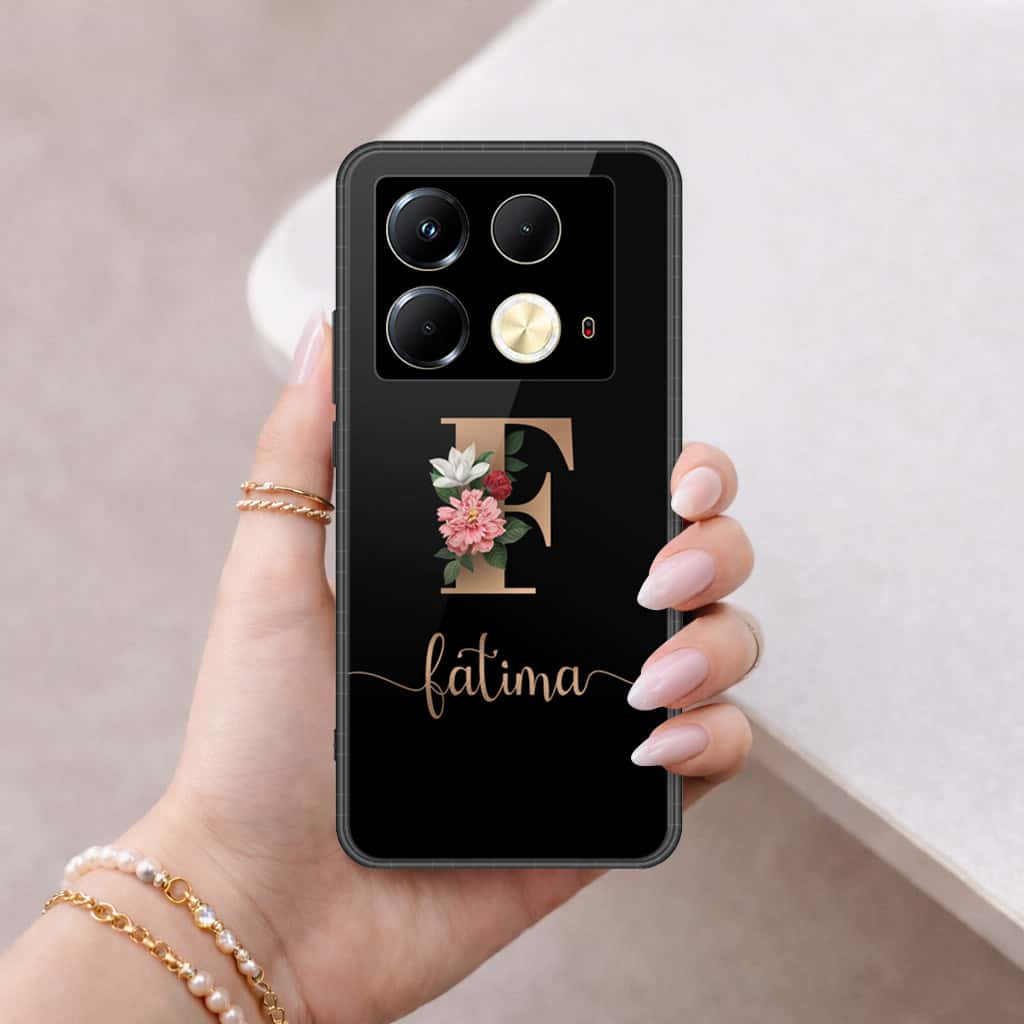 Infinix Note 40 Cover - Personalized Alphabet Series - HQ Ultra Shine Premium Infinity Glass Soft Silicon Borders Case