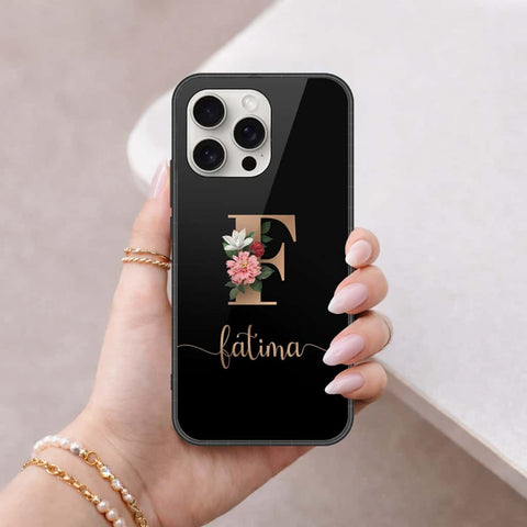 iPhone 16 Pro Max - Personalized Alphabet Series - HQ Ultra Shine Premium Infinity Glass Soft Silicon Borders Case