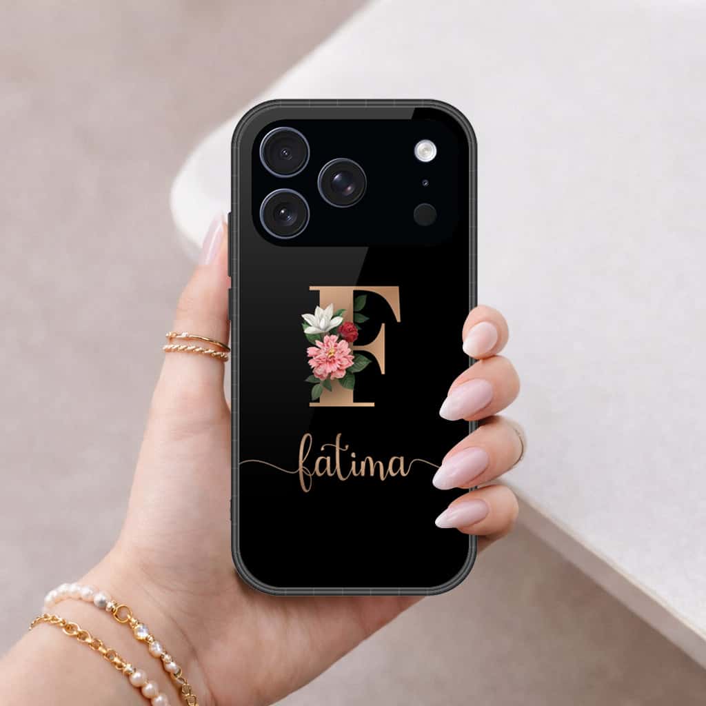 iPhone 18 Pro Max - Personalized Alphabet Series - HQ Ultra Shine Premium Infinity Glass Soft Silicon Borders Case