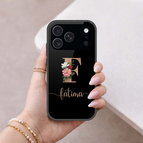 iPhone 18 Pro Max - Personalized Alphabet Series - HQ Ultra Shine Premium Infinity Glass Soft Silicon Borders Case