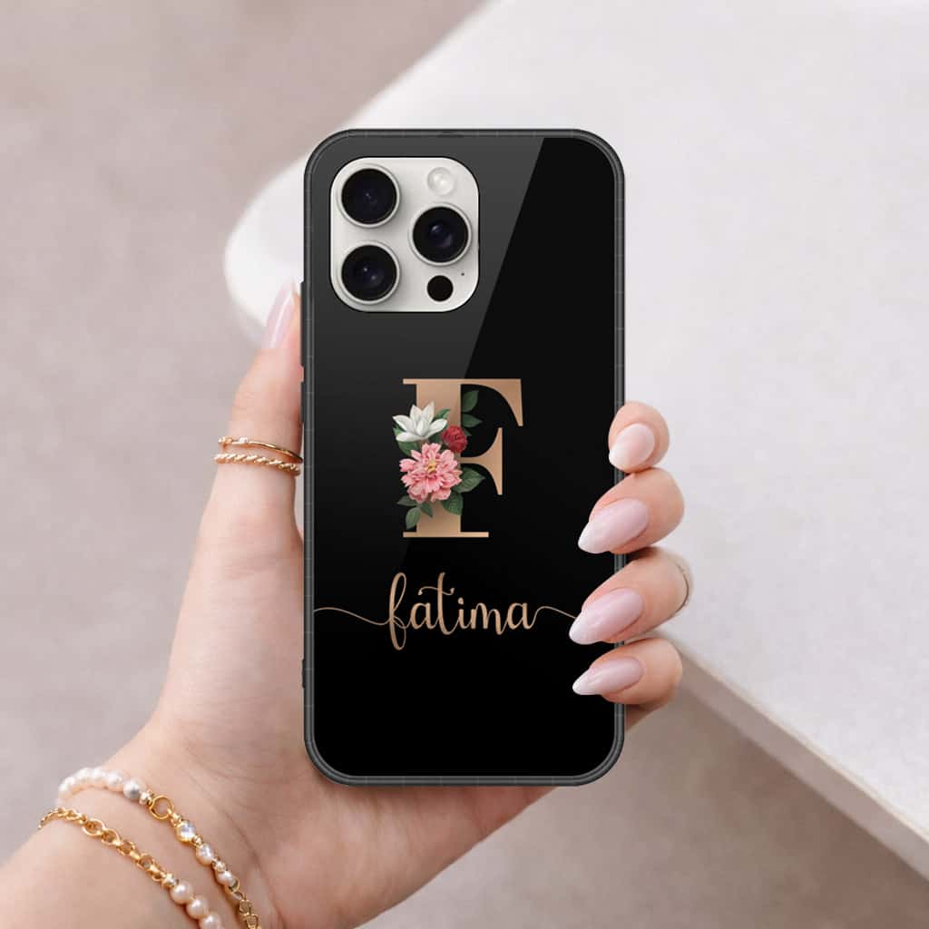 iPhone 16 Pro - Personalized Alphabet Series - HQ Ultra Shine Premium Infinity Glass Soft Silicon Borders Case