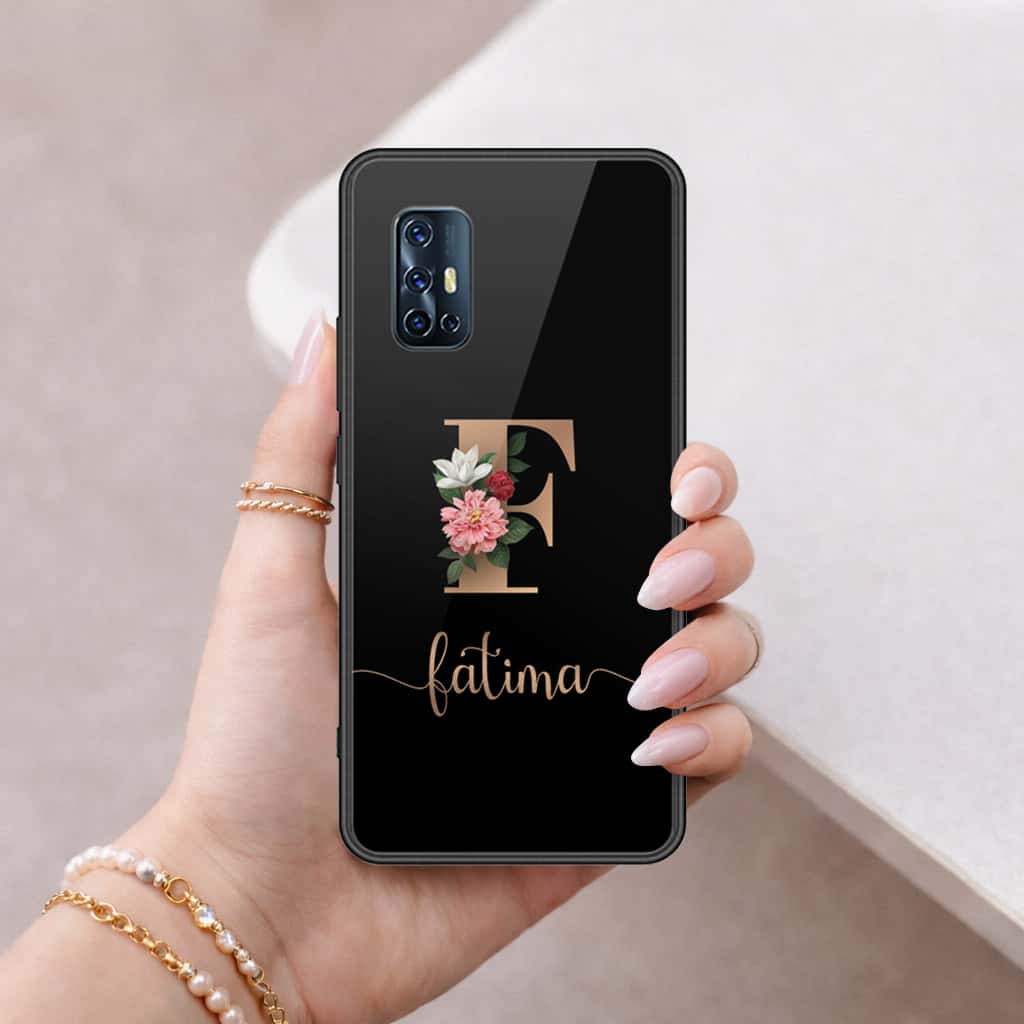 Vivo V17 Cover - Personalized Alphabet Series - HQ Ultra Shine Premium Infinity Glass Soft Silicon Borders Case