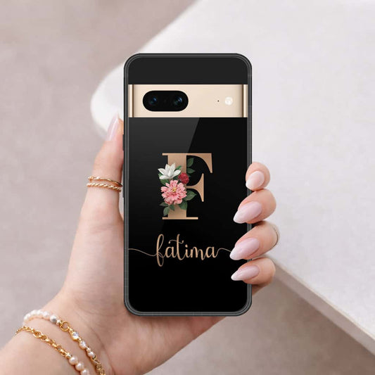Google Pixel 7 Cover - Personalized Alphabet Series - HQ Ultra Shine Premium Infinity Glass Soft Silicon Borders Case