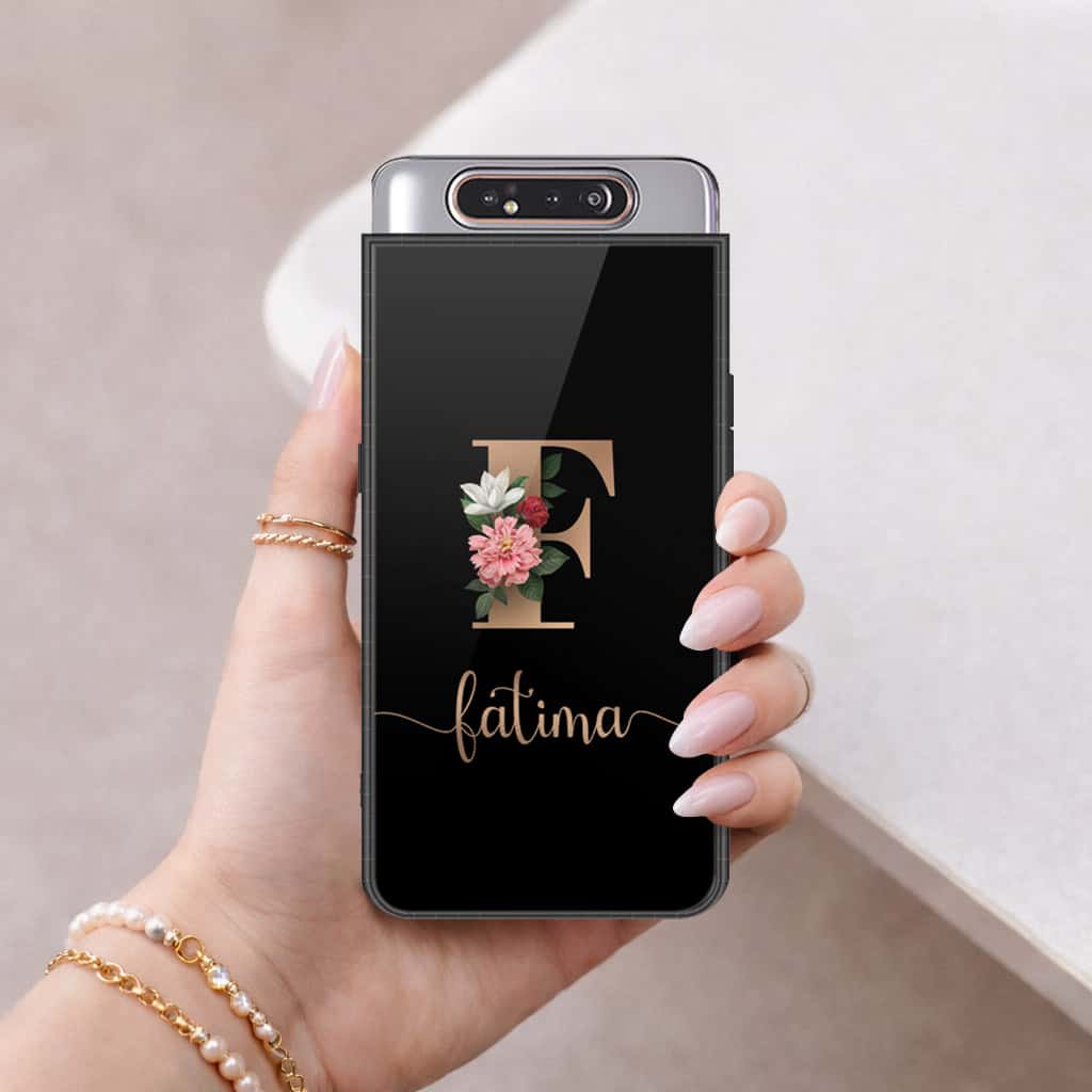 Samsung Galaxy A80 Cover - Personalized Alphabet Series - HQ Ultra Shine Premium Infinity Glass Soft Silicon Borders Case