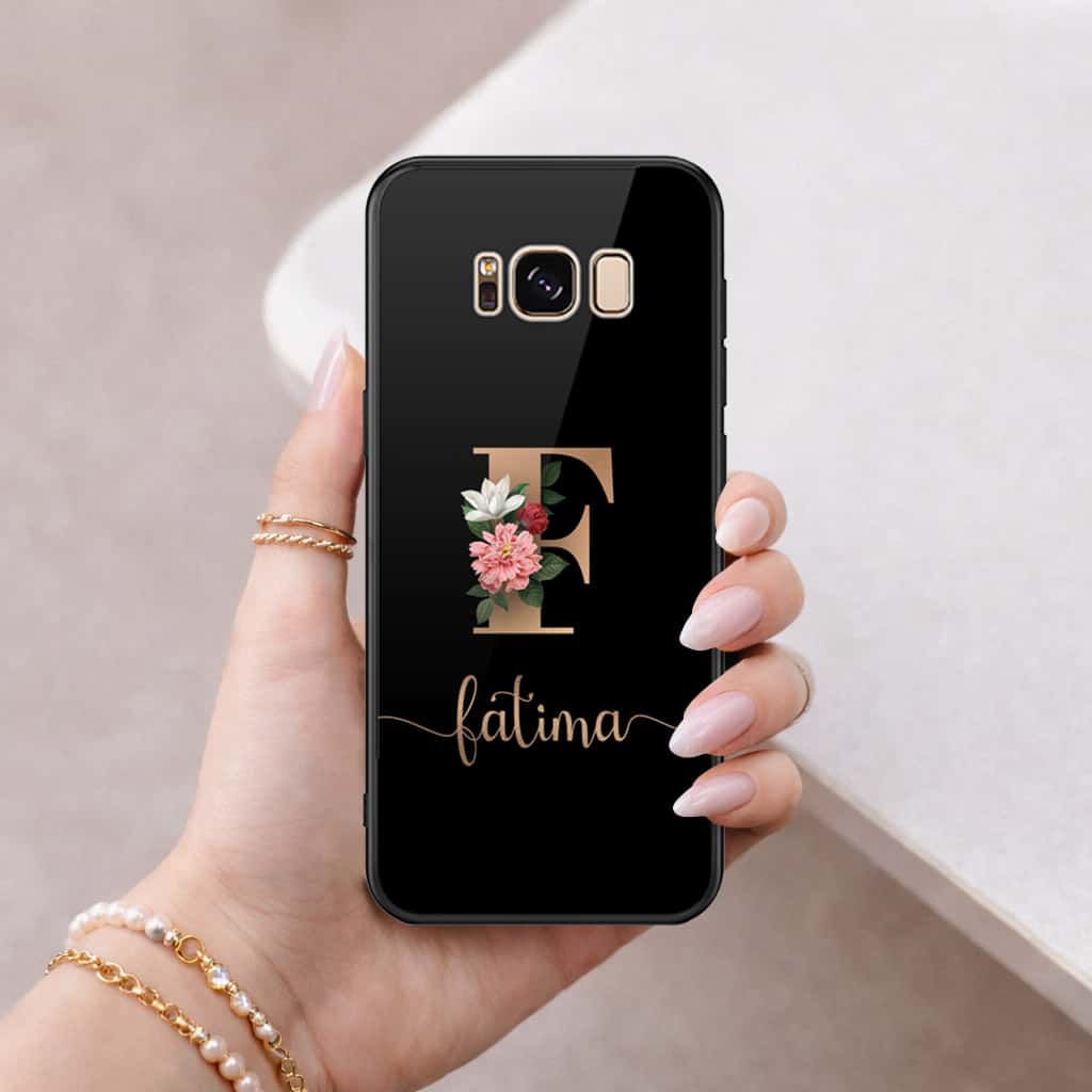 Samsung Galaxy S8 Cover - Personalized Alphabet Series - HQ Ultra Shine Premium Infinity Glass Soft Silicon Borders Case