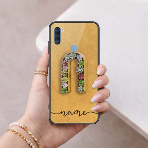Samsung Galaxy M11 Cover - Personalized Alphabet Series - HQ Ultra Shine Premium Infinity Glass Soft Silicon Borders Case