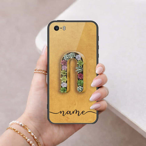 iPhone SE / 5s / 5 - Personalized Alphabet Series - HQ Ultra Shine Premium Infinity Glass Soft Silicon Borders Case