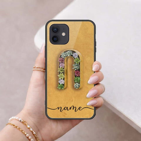 iPhone 12 Mini Cover - Personalized Alphabet Series - HQ Ultra Shine Premium Infinity Glass Soft Silicon Borders Case