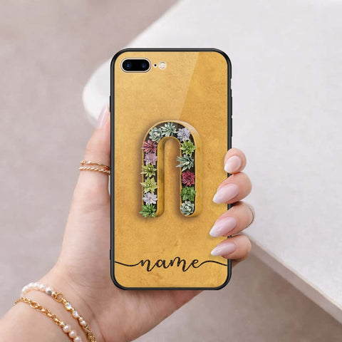 iPhone 8 Plus / 7 Plus - Personalized Alphabet Series - HQ Ultra Shine Premium Infinity Glass Soft Silicon Borders Case