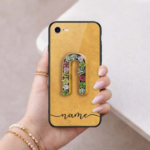 iPhone 8 / 7 - Personalized Alphabet Series - HQ Ultra Shine Premium Infinity Glass Soft Silicon Borders Case