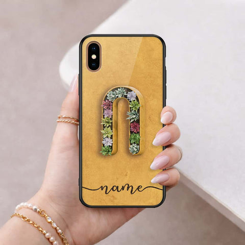 iPhone XS Max - Personalized Alphabet Series - HQ Ultra Shine Premium Infinity Glass Soft Silicon Borders Case