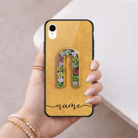 iPhone XR - Personalized Alphabet Series - HQ Ultra Shine Premium Infinity Glass Soft Silicon Borders Case