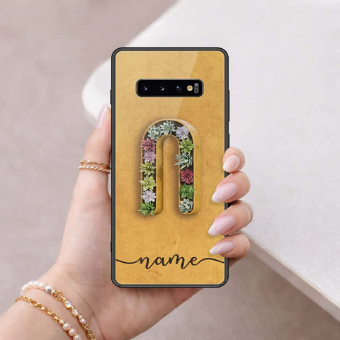 Samsung Galaxy S10 Plus Cover - Personalized Alphabet Series - HQ Ultra Shine Premium Infinity Glass Soft Silicon Borders Case