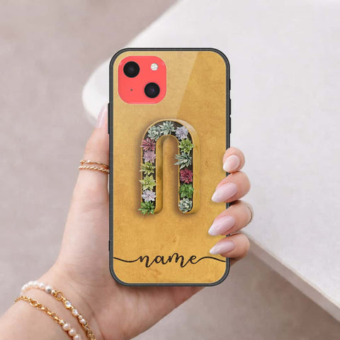 iPhone 13 Mini Cover - Personalized Alphabet Series - HQ Ultra Shine Premium Infinity Glass Soft Silicon Borders Case