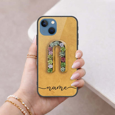iPhone 13 Cover - Personalized Alphabet Series - HQ Ultra Shine Premium Infinity Glass Soft Silicon Borders Case