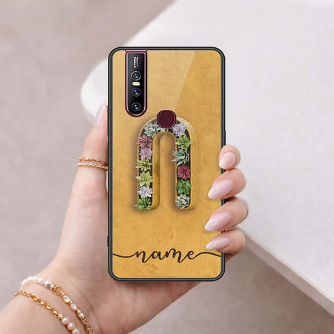 Vivo V15 Cover - Personalized Alphabet Series - HQ Ultra Shine Premium Infinity Glass Soft Silicon Borders Case
