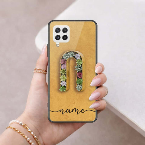 Samsung Galaxy M22 Cover - Personalized Alphabet Series - HQ Ultra Shine Premium Infinity Glass Soft Silicon Borders Case