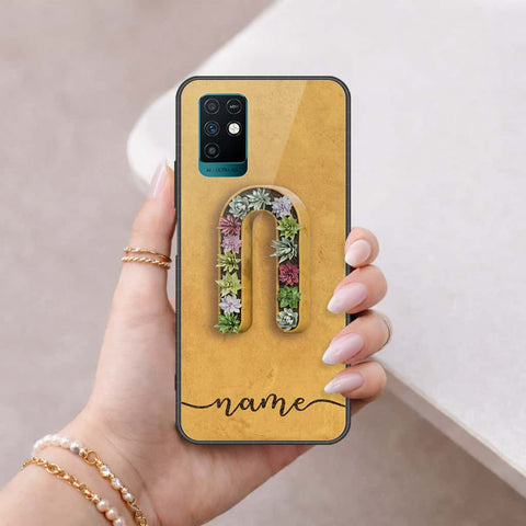 Infinix Note 10 Cover - Personalized Alphabet Series - HQ Ultra Shine Premium Infinity Glass Soft Silicon Borders Case