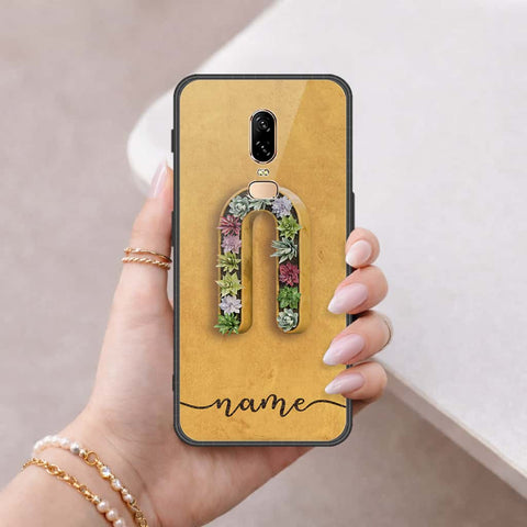 OnePlus 6 Cover - Personalized Alphabet Series - HQ Ultra Shine Premium Infinity Glass Soft Silicon Borders Case