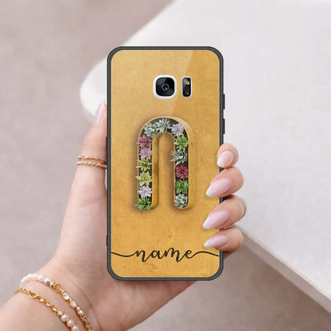 Samsung Galaxy S7 Edge Cover - Personalized Alphabet Series - HQ Ultra Shine Premium Infinity Glass Soft Silicon Borders Case