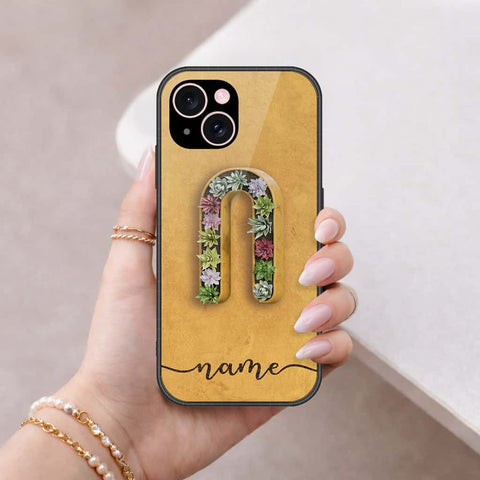 iPhone 15 Plus Cover - Personalized Alphabet Series - HQ Ultra Shine Premium Infinity Glass Soft Silicon Borders Case