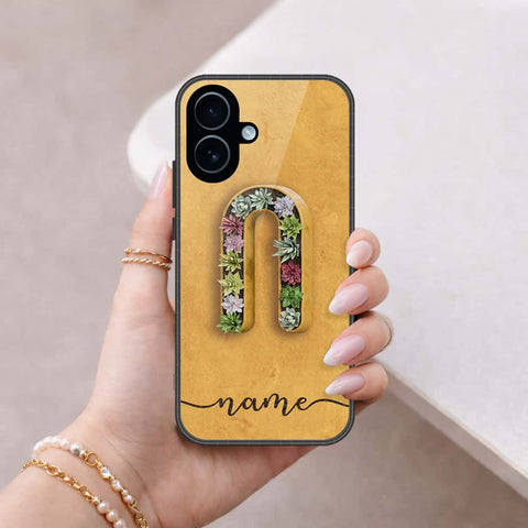 iPhone 18 - Personalized Alphabet Series - HQ Ultra Shine Premium Infinity Glass Soft Silicon Borders Case