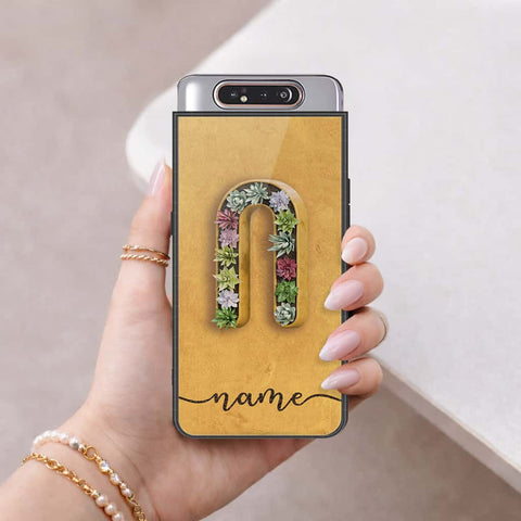 Samsung Galaxy A80 Cover - Personalized Alphabet Series - HQ Ultra Shine Premium Infinity Glass Soft Silicon Borders Case