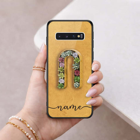 Samsung Galaxy S10 Cover - Personalized Alphabet Series - HQ Ultra Shine Premium Infinity Glass Soft Silicon Borders Case