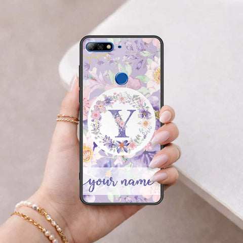 Huawei Y7 2018 Cover - Personalized Alphabet Series - HQ Ultra Shine Premium Infinity Glass Soft Silicon Borders Case