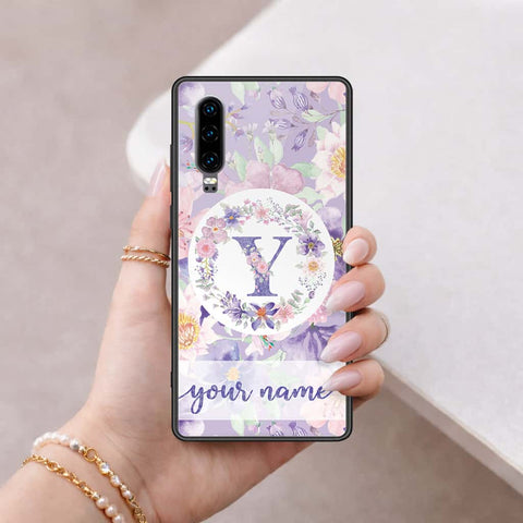Huawei P30 Cover - Personalized Alphabet Series - HQ Ultra Shine Premium Infinity Glass Soft Silicon Borders Case