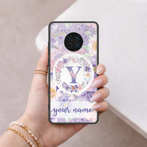 Huawei Mate 30 Cover - Personalized Alphabet Series - HQ Ultra Shine Premium Infinity Glass Soft Silicon Borders Case