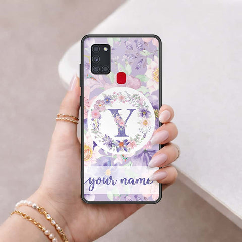 Samsung Galaxy A21s Cover - Personalized Alphabet Series - HQ Ultra Shine Premium Infinity Glass Soft Silicon Borders Case